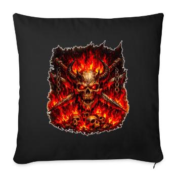 Feuer Schädel mit Hörnern - Sofakissenbezug 45 x 45 cm - Schwarz - Vorne