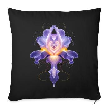 Décor floral lumineux abstrait de la fleur d’iris - Housse de coussin décorative 45 x 45 cm - noir - Devant