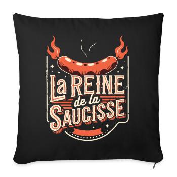 La Reine de la Saucisse Vintage BBQ - Housse de coussin décorative 45 x 45 cm - noir - Devant