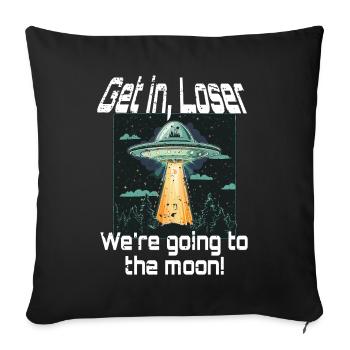 Bitcoin Get In Loser To The Moon UFO Alien Meme - Sofa pillowcase 17,3'' x 17,3'' (45 x 45 cm) - black - Front