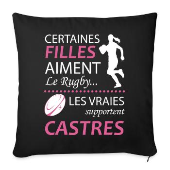 Certaines Filles Aiment Le Rugby Les Vraies Sup... - Housse de coussin décorative 45 x 45 cm - noir - Devant