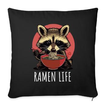 Japan Cat Ramen Noodle Retro Wave Motif - Sofa pillowcase 17,3'' x 17,3'' (45 x 45 cm) - black - Front