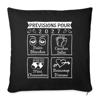Prévisions 2027 future maman, futur papa, maman  - Housse de coussin décorative 45 x 45 cm - noir - Devant