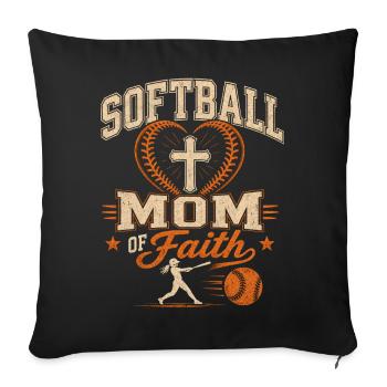 Softball Mom With Faith Philippians 4 13 - Sofa pillowcase 17,3'' x 17,3'' (45 x 45 cm) - black - Front