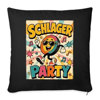 Schlager Party Retro 70s Poster Stil - Sofakissenbezug 45 x 45 cm - Schwarz - Vorne