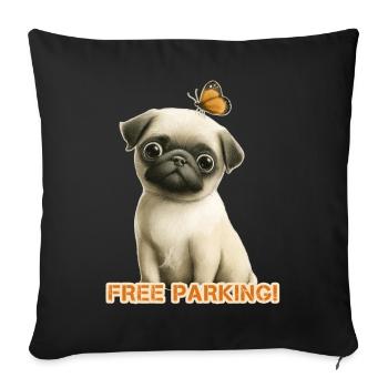 Parking gratuit pour carlin drôle - Housse de coussin décorative 45 x 45 cm - noir - Devant