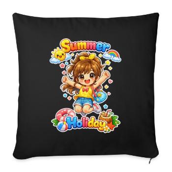 Fille d’été - Housse de coussin décorative 45 x 45 cm - noir - Devant