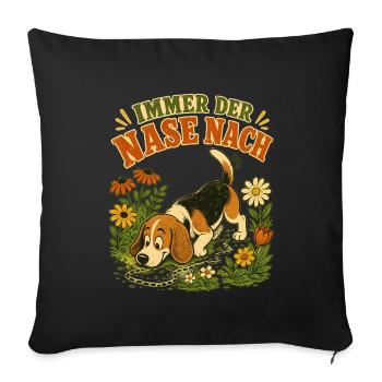 Beagle Immer der Nase nach - Sofakissenbezug 45 x 45 cm - Schwarz - Vorne