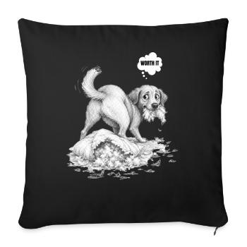 Worth It – Guilty Dog Pillow Disaster - Sofa pillowcase 17,3'' x 17,3'' (45 x 45 cm) - black - Front