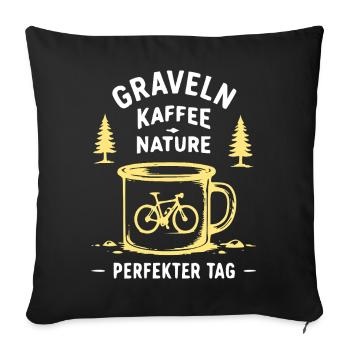 Gravel Kaffee Natur Illustration - Sofakissenbezug 45 x 45 cm - Schwarz - Vorne