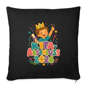 Kita Abschluss 2026 Kinder Abschlussfeier - Sofakissenbezug 45 x 45 cm - Schwarz - Vorne