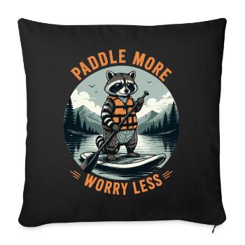 Raccoons SUP Paddleboard Board Stand Up Paddle - Housse de coussin décorative 45 x 45 cm - noir - Devant