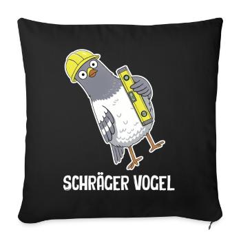 Schräger Vogel – Taube mit Wasserwaage - Sofakissenbezug 45 x 45 cm - Schwarz - Vorne