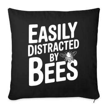 Leicht von Bienen ablenken lassen - Sofakissenbezug 45 x 45 cm - Schwarz - Vorne