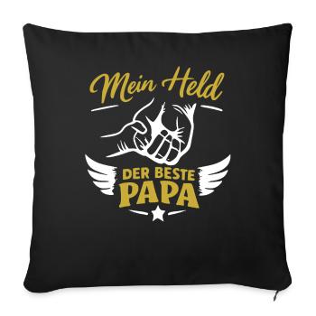 Mein Held Der Beste Papa - Sofakissenbezug 45 x 45 cm - Schwarz - Vorne