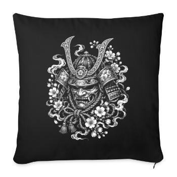 Samurai Kabuto helmet in Japanese tattoo style - Sofa pillowcase 17,3'' x 17,3'' (45 x 45 cm) - black - Front