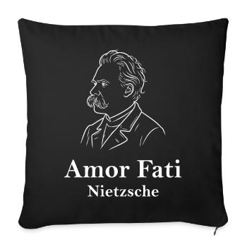 Nietzsche Amor Fati  - Sofa pillowcase 17,3'' x 17,3'' (45 x 45 cm) - black - Front