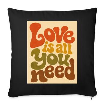 Psychedelic Love Typography - Sofa pillowcase 17,3'' x 17,3'' (45 x 45 cm) - black - Front