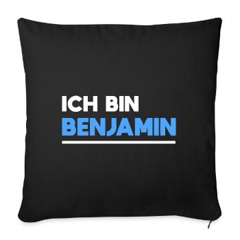 Benjamin Name Spruch für stolze Benjamins - Sofakissenbezug 45 x 45 cm - Schwarz - Vorne
