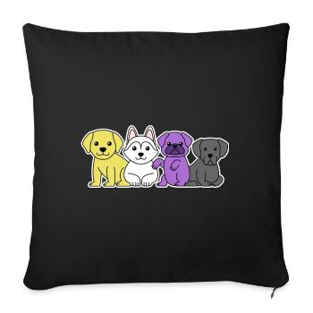 Nichtbinäres Flaggenhund-Design für stolze Enbys - Sofakissenbezug 45 x 45 cm - Schwarz - Vorne