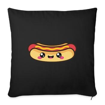 Cute Hot dog Smile Kawaii - Sofa pillowcase 17,3'' x 17,3'' (45 x 45 cm) - black - Front