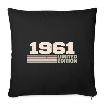 1961 Cadeau Anniversaire 1961 édition limitée 1961 - Housse de coussin décorative 45 x 45 cm - noir - Devant
