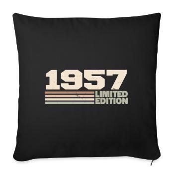 1957 Cadeau Anniversaire 1957 édition limitée 1957 - Housse de coussin décorative 45 x 45 cm - noir - Devant