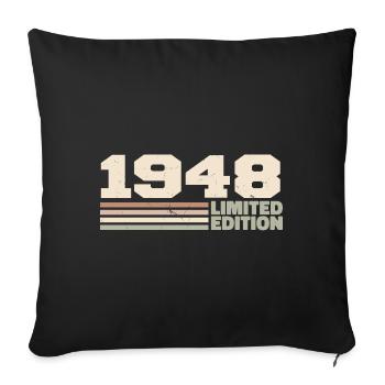 1948 Cadeau Anniversaire 1948 édition limitée 1948 - Housse de coussin décorative 45 x 45 cm - noir - Devant