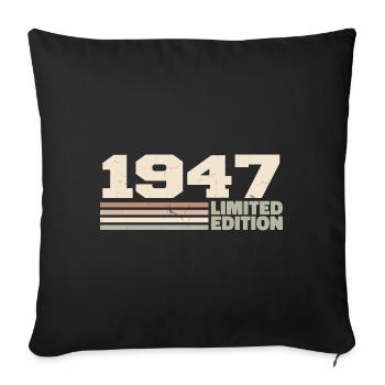 1947 Cadeau Anniversaire 1947 édition limitée 1947 - Housse de coussin décorative 45 x 45 cm - noir - Devant