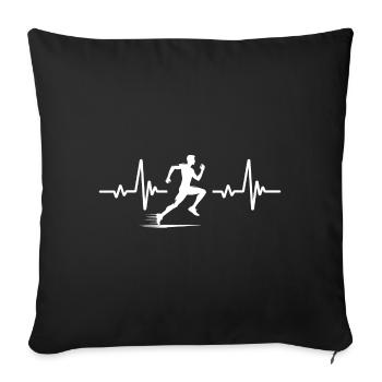 Battement de cœur du coureur - Housse de coussin décorative 45 x 45 cm - noir - Devant