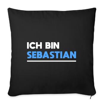 Sebastian Name Spruch für stolze Sebastians - Sofakissenbezug 45 x 45 cm - Schwarz - Vorne