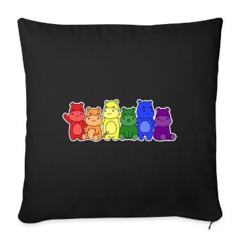 LGBT+ Flagge Nilpferd Design für LGBT+ Menschen - Sofakissenbezug 45 x 45 cm - Schwarz - Vorne