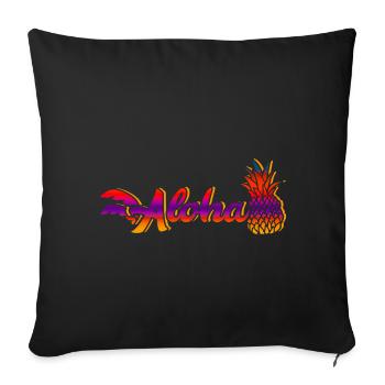 Aloha Pineapple Hawaii Tropical Beach Summer - Sofa pillowcase 17,3'' x 17,3'' (45 x 45 cm) - black - Front