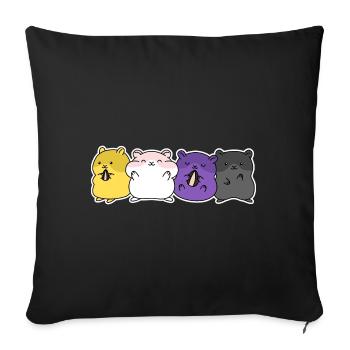 Nichtbinäres Flaggen-Hamster-Design für Enbys - Sofakissenbezug 45 x 45 cm - Schwarz - Vorne