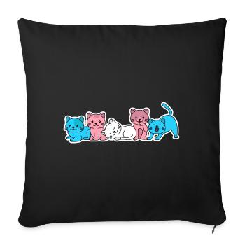 Trans flag cat design for trans people - Sofa pillowcase 17,3'' x 17,3'' (45 x 45 cm) - black - Front