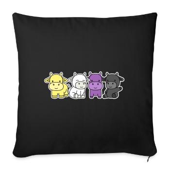 Nichtbinäres Flaggenkuh-Design für stolze Enbys - Sofakissenbezug 45 x 45 cm - Schwarz - Vorne