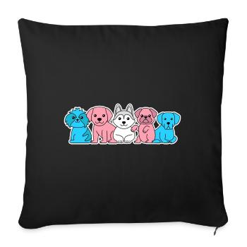 Trans flag dog design for proud trans people - Sofa pillowcase 17,3'' x 17,3'' (45 x 45 cm) - black - Front