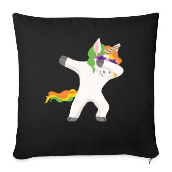 Dabbing Unicorn Dab dabbendes Einhorn - Sofakissenbezug 45 x 45 cm - Schwarz - Vorne