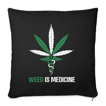 Weed est un médicament - Housse de coussin décorative 45 x 45 cm - noir - Devant