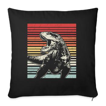 Buntes Shirt mit Dino - Sofakissenbezug 45 x 45 cm - Schwarz - Vorne