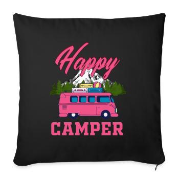 Campeur heureux - Housse de coussin décorative 45 x 45 cm - noir - Devant