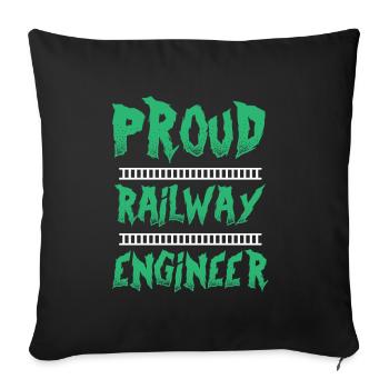 stolzer Eisenbahn Ingenieur - Sofakissenbezug 45 x 45 cm - Schwarz - Vorne