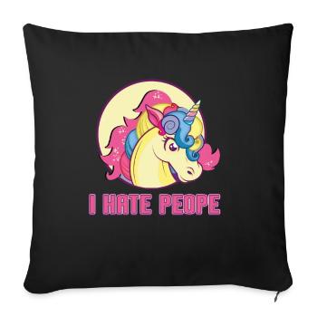 Hate people unicorn - Sofa pillowcase 17,3'' x 17,3'' (45 x 45 cm) - black - Front
