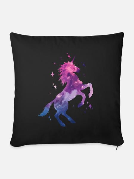 Galaxie Einhorn - Sofakissenbezug 45 x 45 cm - Schwarz