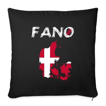 Fanö Fano Île Danemark Silhouette Carte Drapeau - Housse de coussin décorative 45 x 45 cm - noir - Devant