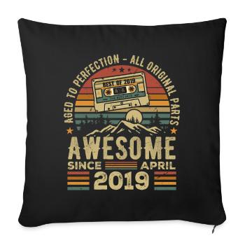 Avril 2019 Vintage Anniversaire Rétro Cadeau - Housse de coussin décorative 45 x 45 cm - noir - Devant