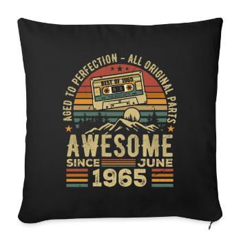 June 1965 Vintage Born In June 1965 Birthday - Sofa pillowcase 17,3'' x 17,3'' (45 x 45 cm) - black - Front