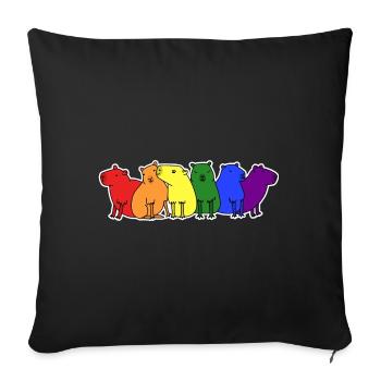 LGBT+ flag capybara design for LGBT+ people - Sofa pillowcase 17,3'' x 17,3'' (45 x 45 cm) - black - Front