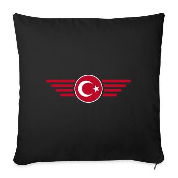 Türkiye Turkey Wings and Crescent Moon - Sofa pillowcase 17,3'' x 17,3'' (45 x 45 cm) - black - Front