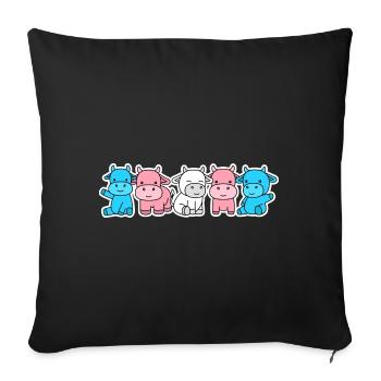 Trans flag cow design for proud trans people - Sofa pillowcase 17,3'' x 17,3'' (45 x 45 cm) - black - Front